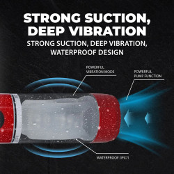 Pumped Masturbateur TechnoThrust Vibrations et Succion Rouge